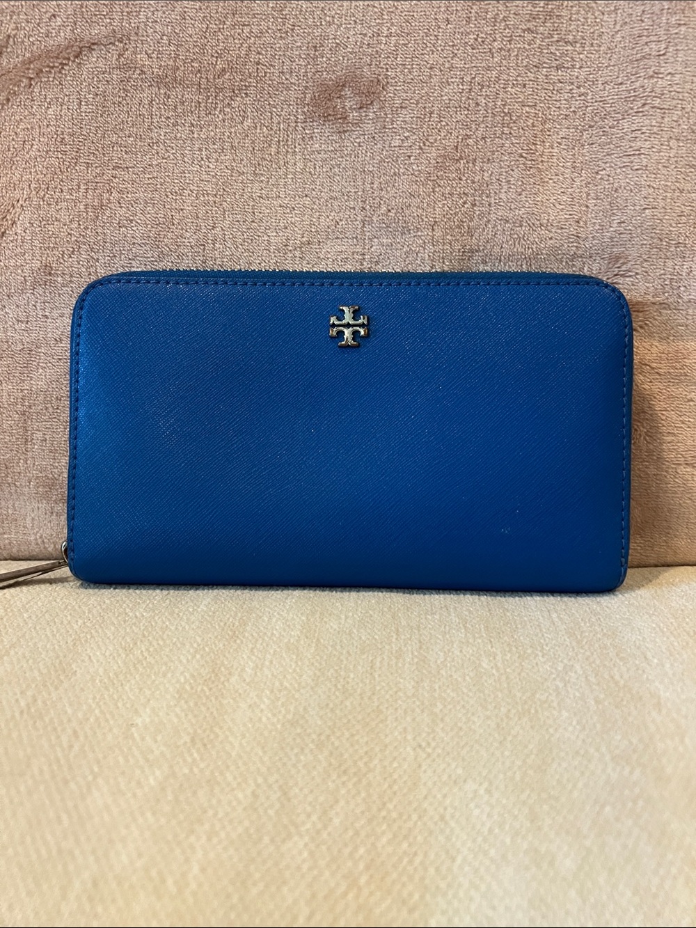 Tory Burch Royal Blue Emerson Zip-Around Wallet